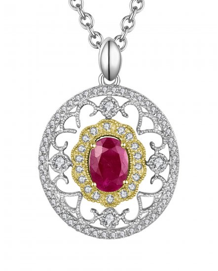 OVAL COLORED STONE DIAMOND PENDANT (TP1861)