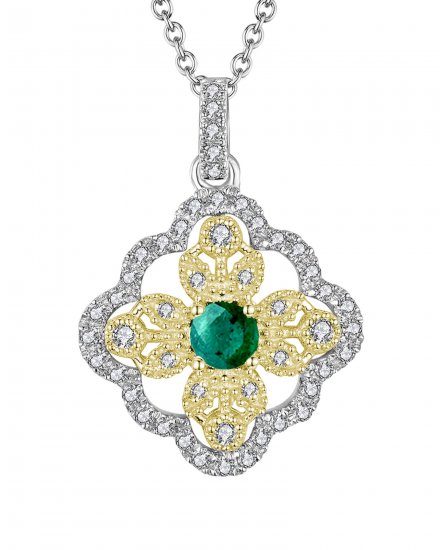 FLORAL STYLE COLORED STONE DIAMOND PENDANT (TP1869)