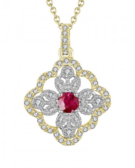 FLORAL STYLE COLORED STONE DIAMOND PENDANT (TP1869)