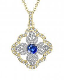 FLORAL STYLE COLORED STONE DIAMOND PENDANT (TP1869)