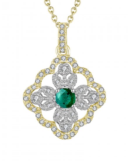 FLORAL STYLE COLORED STONE DIAMOND PENDANT (TP1869)