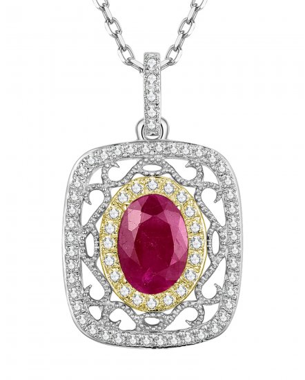 OVAL COLORED STONE DIAMOND PENDANT (TP1870)