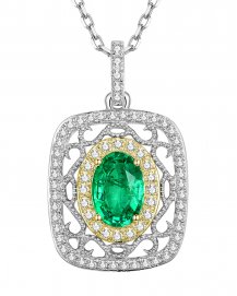 OVAL COLORED STONE DIAMOND PENDANT (TP1870)