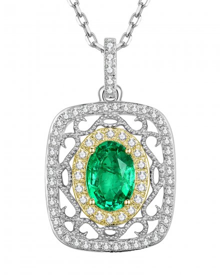 OVAL COLORED STONE DIAMOND PENDANT (TP1870)