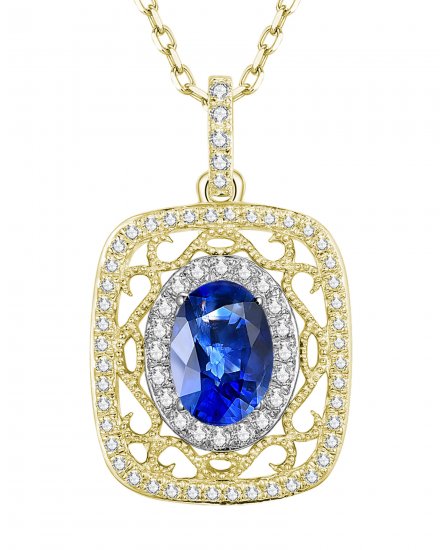 OVAL COLORED STONE DIAMOND PENDANT (TP1870)