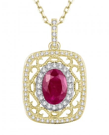 OVAL COLORED STONE DIAMOND PENDANT (TP1870)