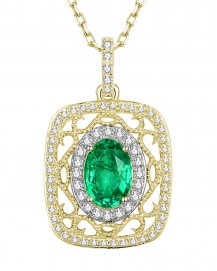 OVAL COLORED STONE DIAMOND PENDANT (TP1870)