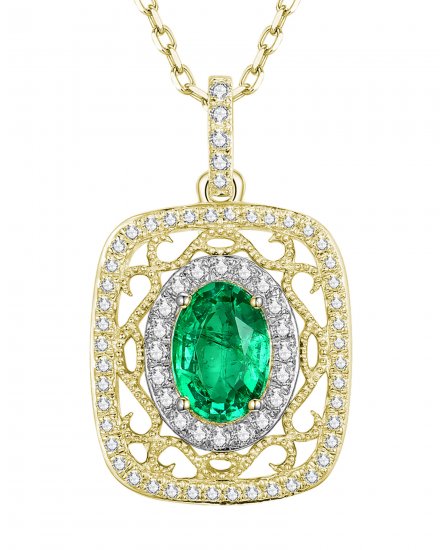 OVAL COLORED STONE DIAMOND PENDANT (TP1870)