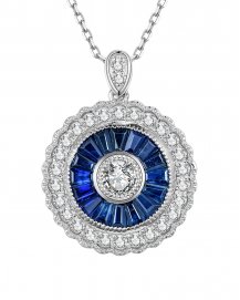 ROUND SAPPHIRE DIAMOND PENDANT (TP1874)