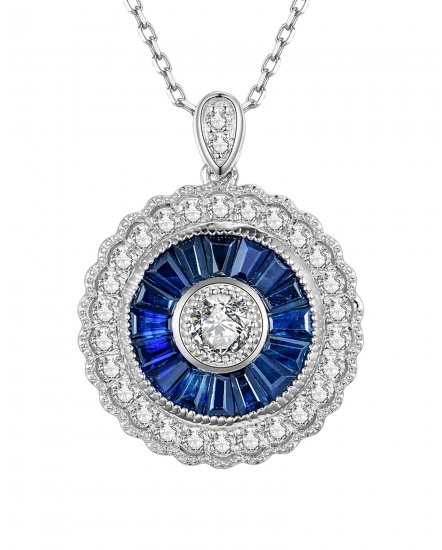 ROUND SAPPHIRE DIAMOND PENDANT (TP1874)