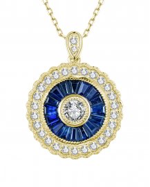ROUND SAPPHIRE DIAMOND PENDANT (TP1874)