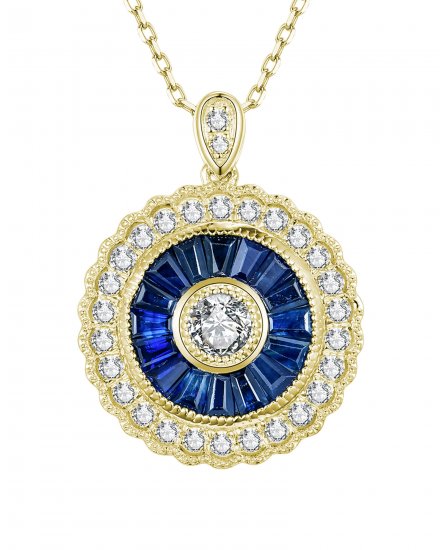 ROUND SAPPHIRE DIAMOND PENDANT (TP1874)