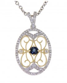 OVAL STYLE COLORED STONE DIAMOND PENDANT (TP1881)