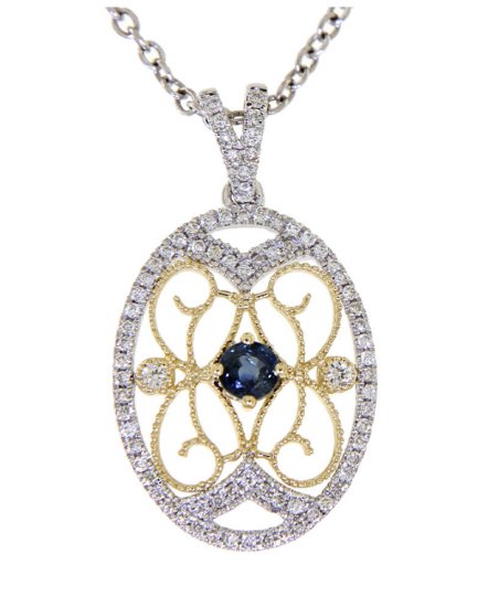 OVAL STYLE COLORED STONE DIAMOND PENDANT (TP1881)