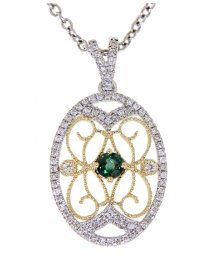 OVAL STYLE COLORED STONE DIAMOND PENDANT (TP1881)