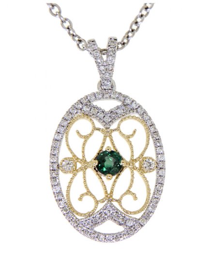 OVAL STYLE COLORED STONE DIAMOND PENDANT (TP1881)