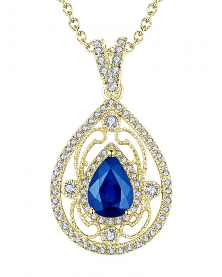 PEAR SAPPHIRE DIAMOND PENDANT (TP1883)