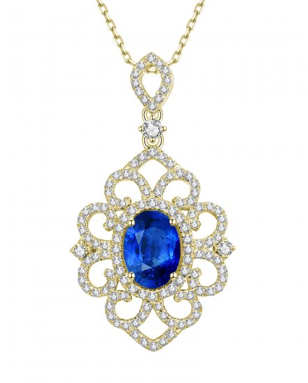 OVAL SAPPHIRE DIAMOND PENDANT (TP1890)