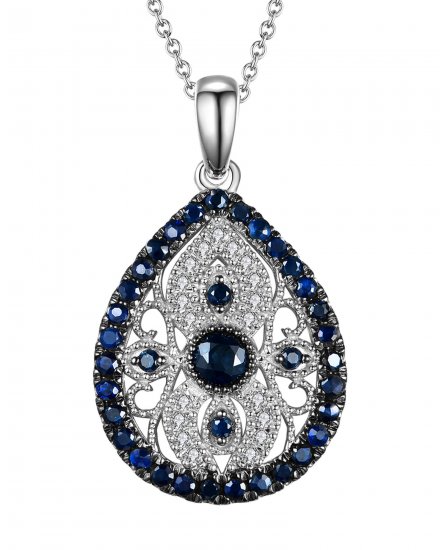 PEAR STYLE SAPPHIRE DIAMOND PENDANT (TP1893)