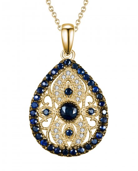 PEAR STYLE SAPPHIRE DIAMOND PENDANT (TP1893)