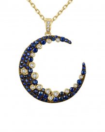 CRESCENT MOON SAPPHIRE DIAMOND PENDANT (TP1915)