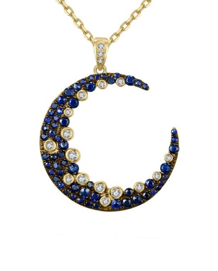 CRESCENT MOON SAPPHIRE DIAMOND PENDANT (TP1915)