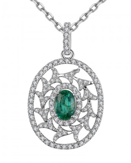 OVAL EMERALD DIAMOND PENDANT (TP1930)