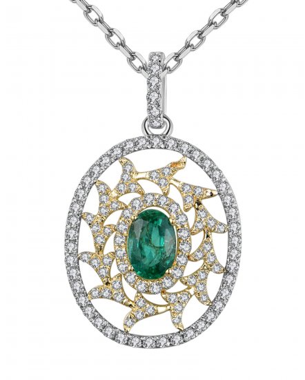 OVAL EMERALD DIAMOND PENDANT (TP1930)