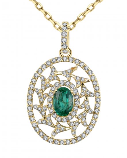 OVAL EMERALD DIAMOND PENDANT (TP1930)