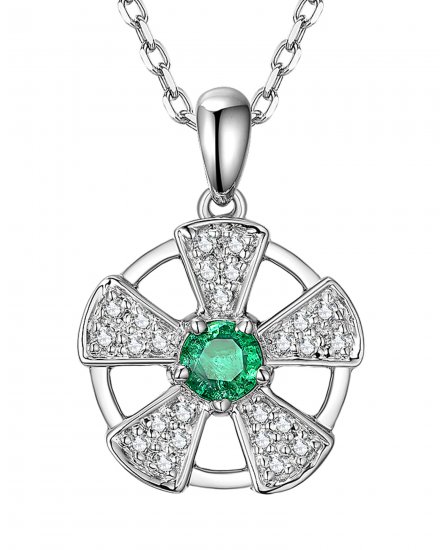 ROUND EMERALD DIAMOND PENDANT (TP1939)