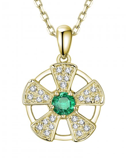 ROUND EMERALD DIAMOND PENDANT (TP1939)