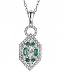 HEXAGON STYLE EMERALD DIAMOND PENDANT (TP1990)