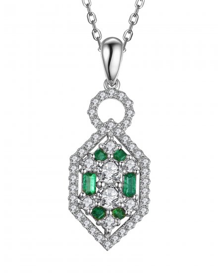 HEXAGON STYLE EMERALD DIAMOND PENDANT (TP1990)