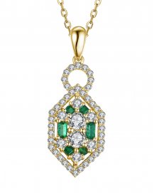 HEXAGON STYLE EMERALD DIAMOND PENDANT (TP1990)