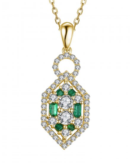 HEXAGON STYLE EMERALD DIAMOND PENDANT (TP1990)