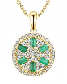 ROUND STYLE BAGUETTE EMERALD DIAMOND PENDANT (TP1991)