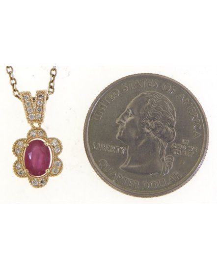 OVAL COLORED STONE DIAMOND PENDANT (TP2021)