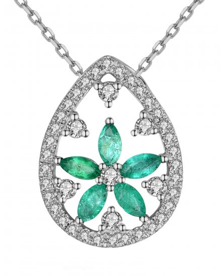 PEAR STYLE EMERALD DIAMOND PENDANT (TP2030)