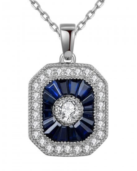 OCTAGON STYLE SAPPHIRE DIAMOND PENDANT (TP2057)