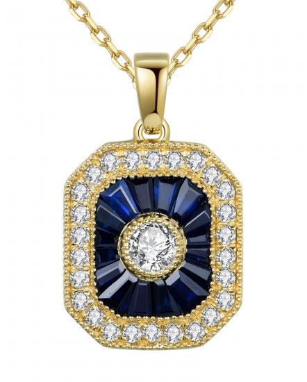 OCTAGON STYLE SAPPHIRE DIAMOND PENDANT (TP2057)