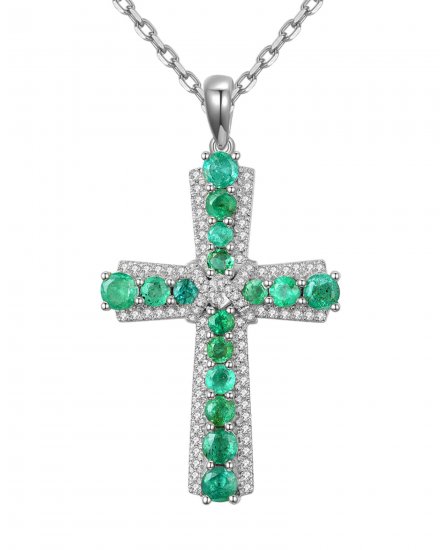 CROSS EMERALD DIAMOND PENDANT (TP2066)