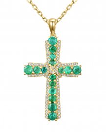 CROSS EMERALD DIAMOND PENDANT (TP2066)
