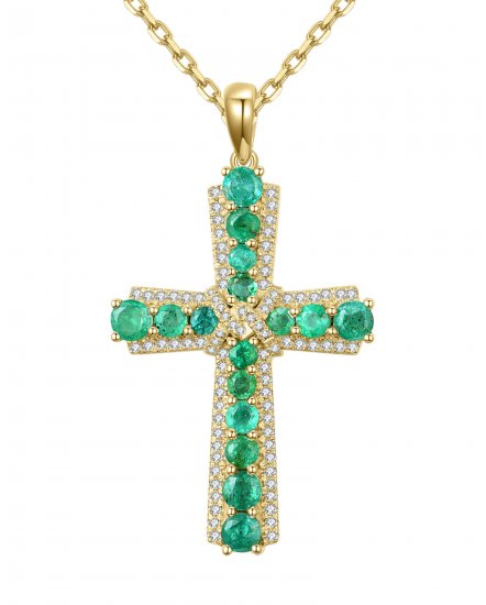 CROSS EMERALD DIAMOND PENDANT (TP2066)