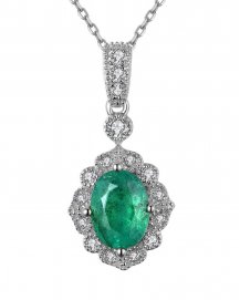 OVAL EMERALD DIAMOND PENDANT (TP2087)