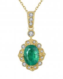 OVAL EMERALD DIAMOND PENDANT (TP2087)