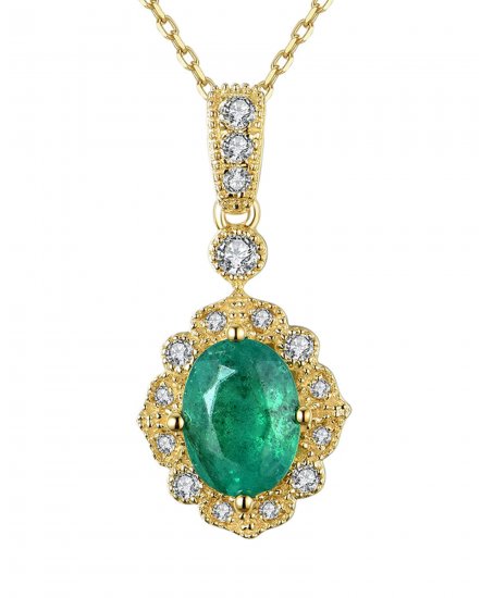 OVAL EMERALD DIAMOND PENDANT (TP2087)