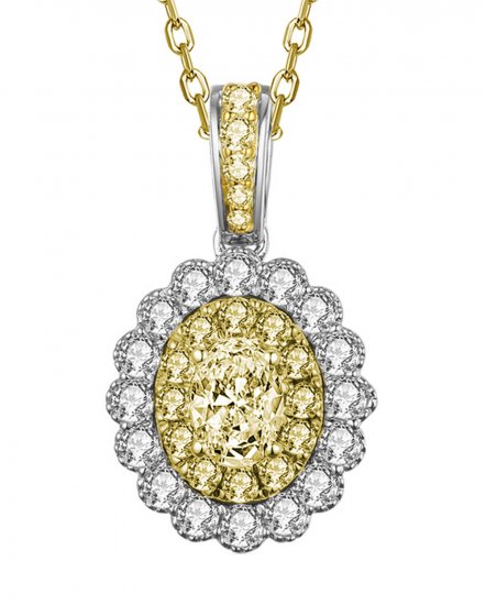 MULTI TONE OVAL DIAMOND PENDANT (TP2092)