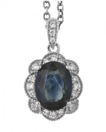 OVAL COLORED STONE DIAMOND PENDANT (TP2112)