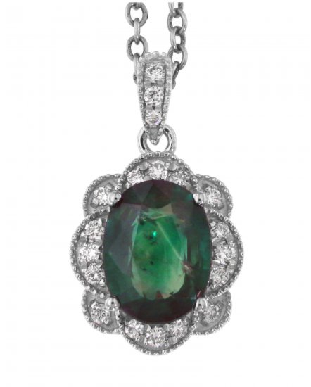 OVAL COLORED STONE DIAMOND PENDANT (TP2112)