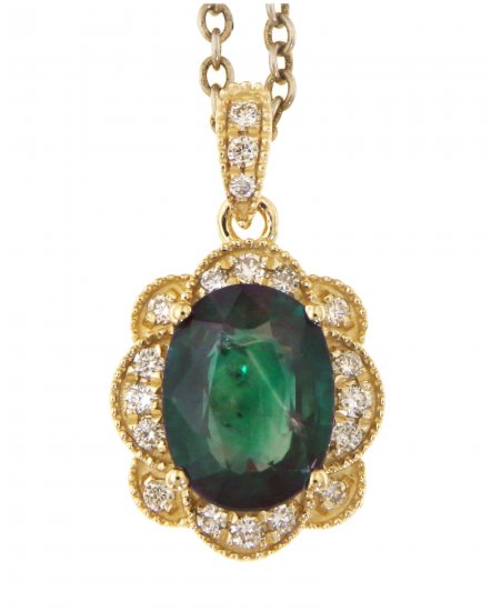 OVAL COLORED STONE DIAMOND PENDANT (TP2112)
